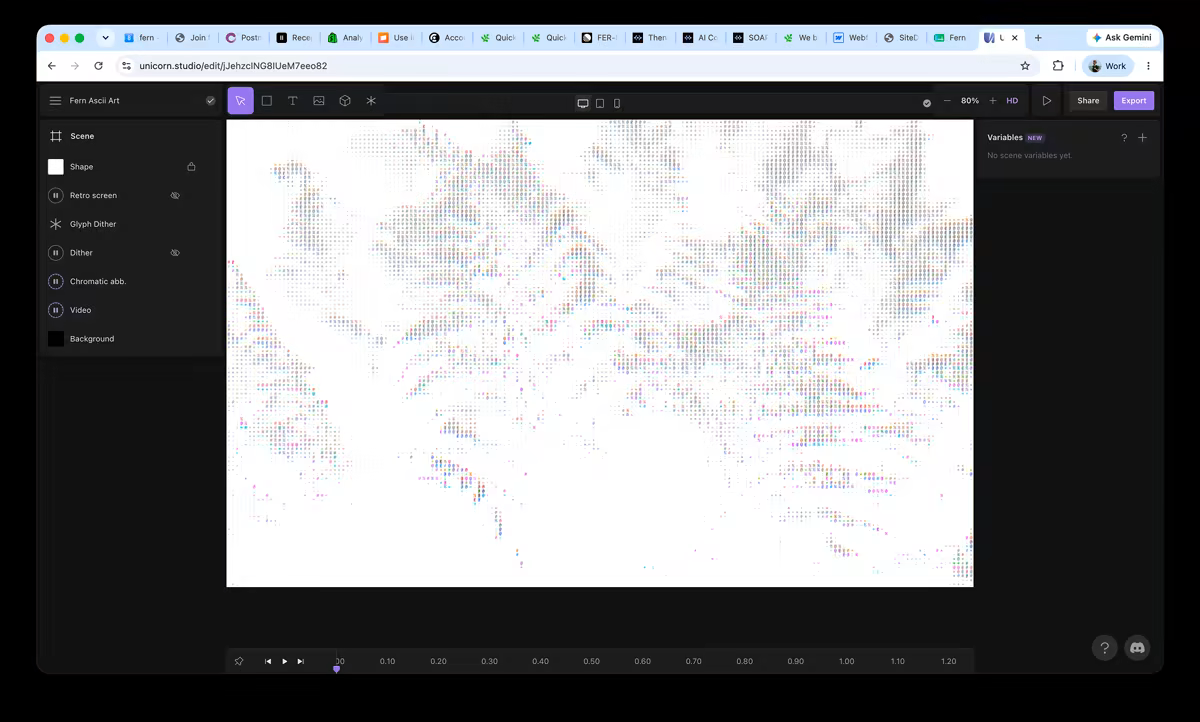 A generative pattern experiment open in the claude.ai/design editor.
