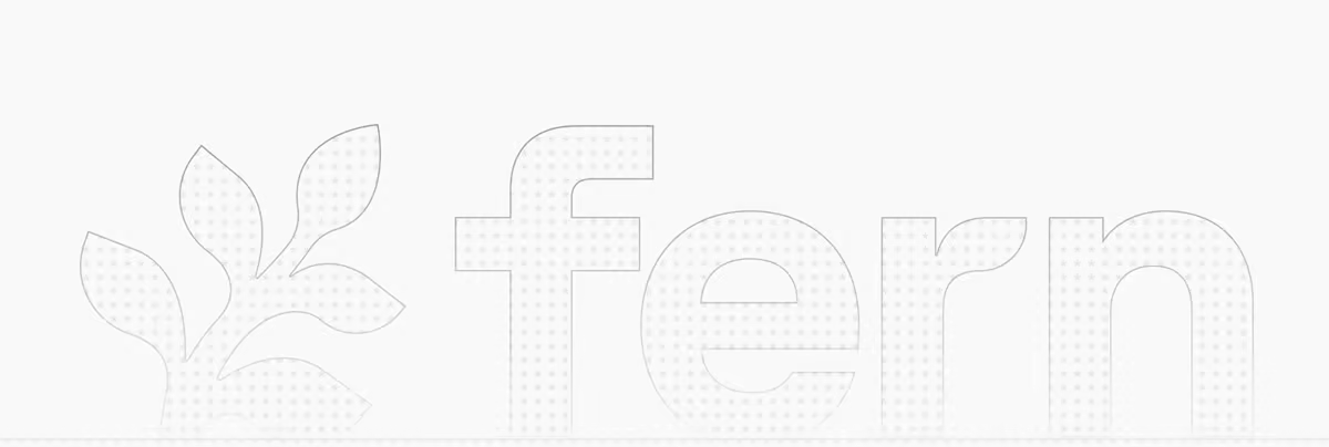The fern wordmark and leaf filled with an asterisk pattern, in light mode.