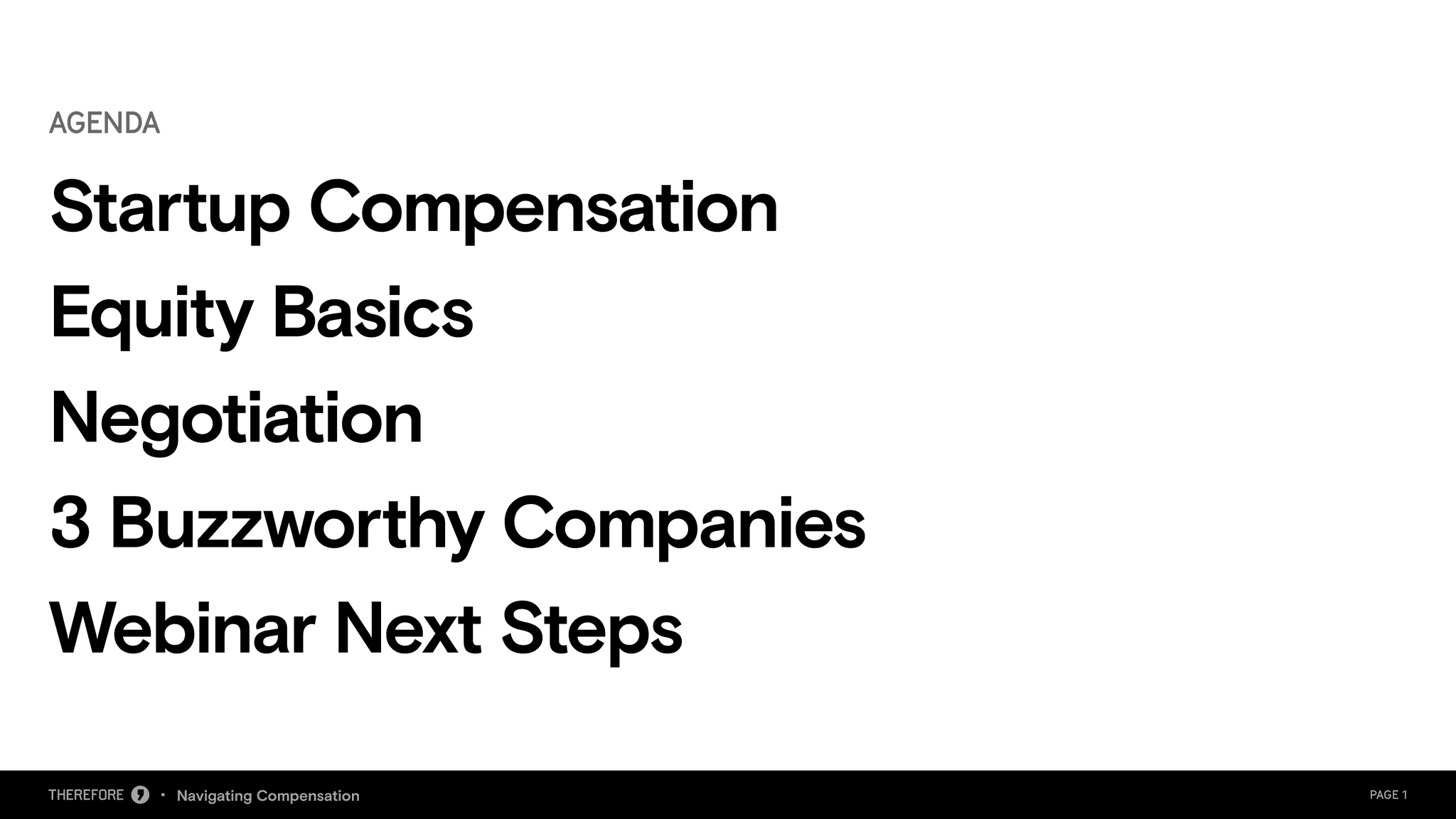 Navigating Compensation webinar deck, slide 2 of 19.