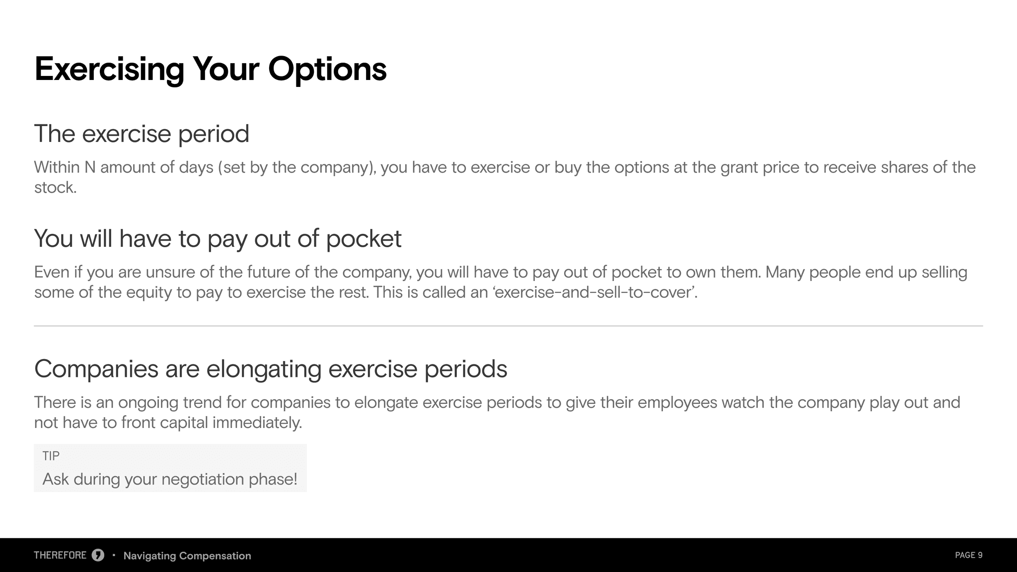 Navigating Compensation webinar deck, slide 10 of 19.